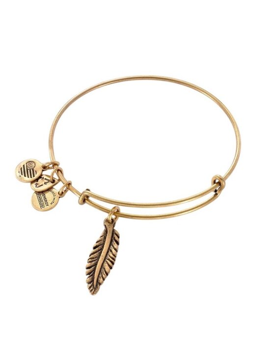 Alex and Ani Jewelry - Alex And Ani Feather Charm Gold-Tone Adjustable Bangle Bracelet